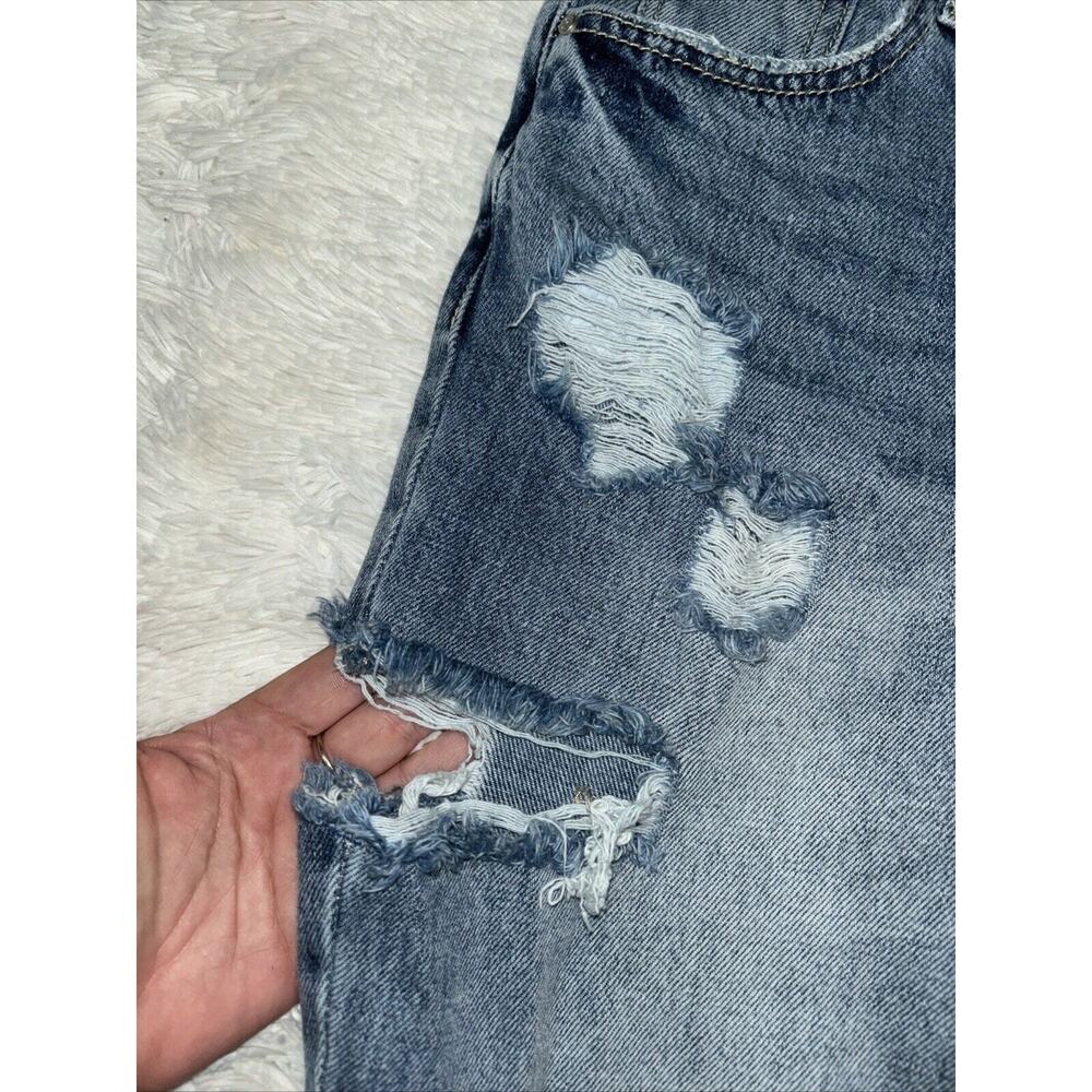 NWT Risen Cotton Blend Distressed High Rise Barrel Leg Jeans Size 5/27 - Picture 4 of 9